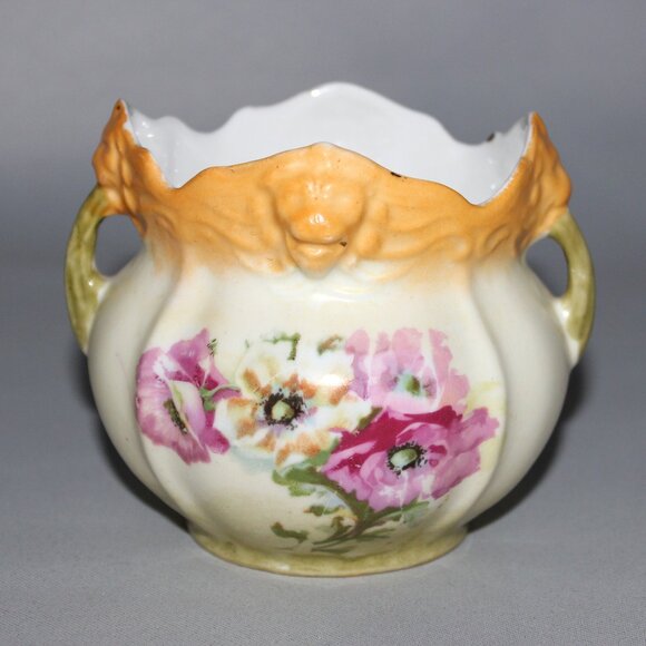 Ornate Lionhead Porcelain Jardiniere | Victorian Era Cache Pot - Picture 1 of 9